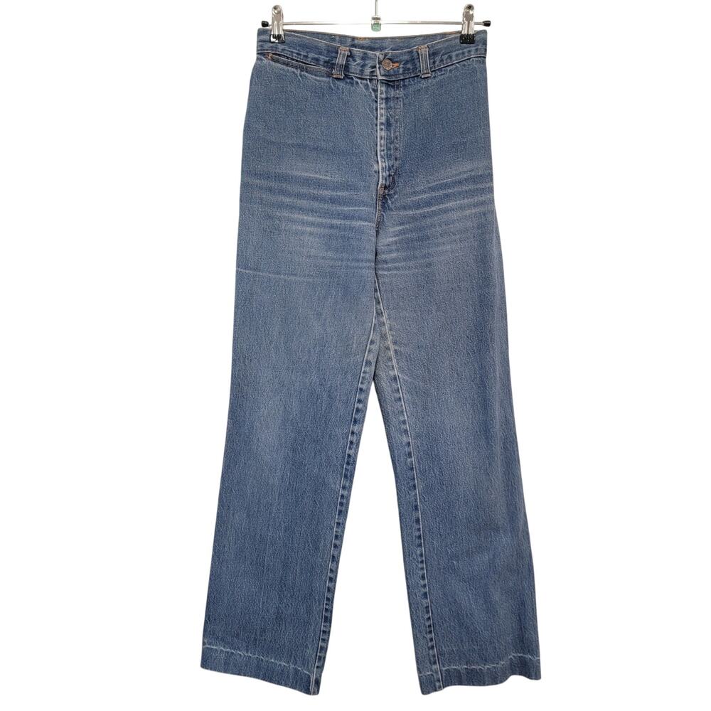 70s Vintage High Waist Wide Leg Chic Jeans 24 - Picture 4 of 11